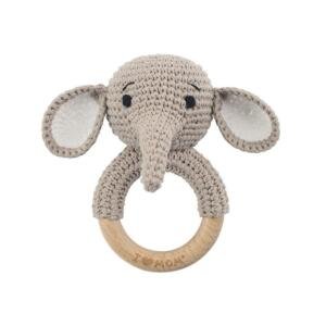 Elephant Handmade Crochet Teether Grey