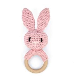 Rabbit Handmade Crochet Teether Pink