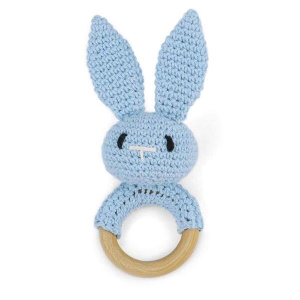 Rabbit Handmade Crochet Teether Blue