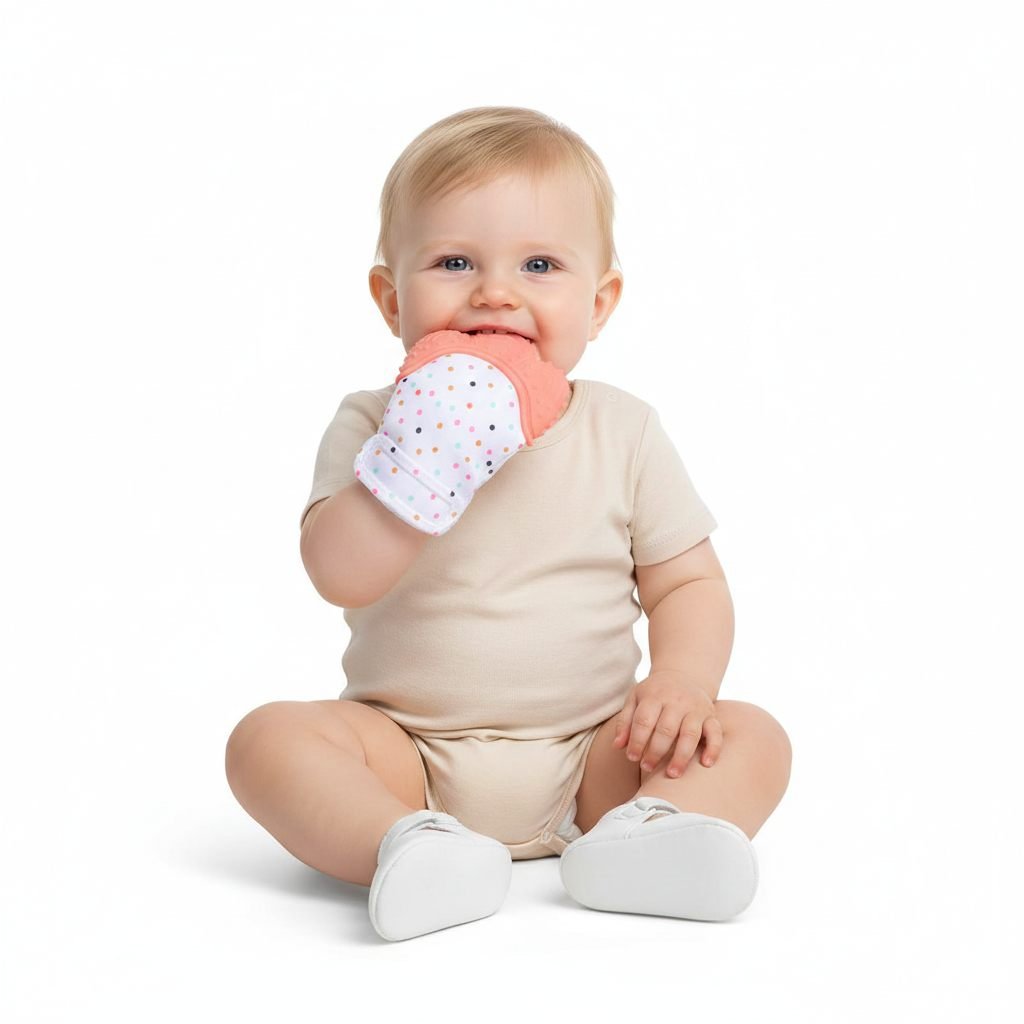 Baby Silicone Teething Mitten Dark Pink – photo 2