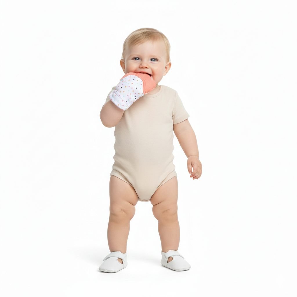 Baby Silicone Teething Mitten Dark Pink – photo 3