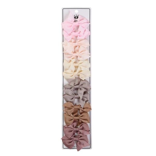 Enchanted Garden Grosgrain Pinwheel Bow Clip Set (12-Piece) Multicolor