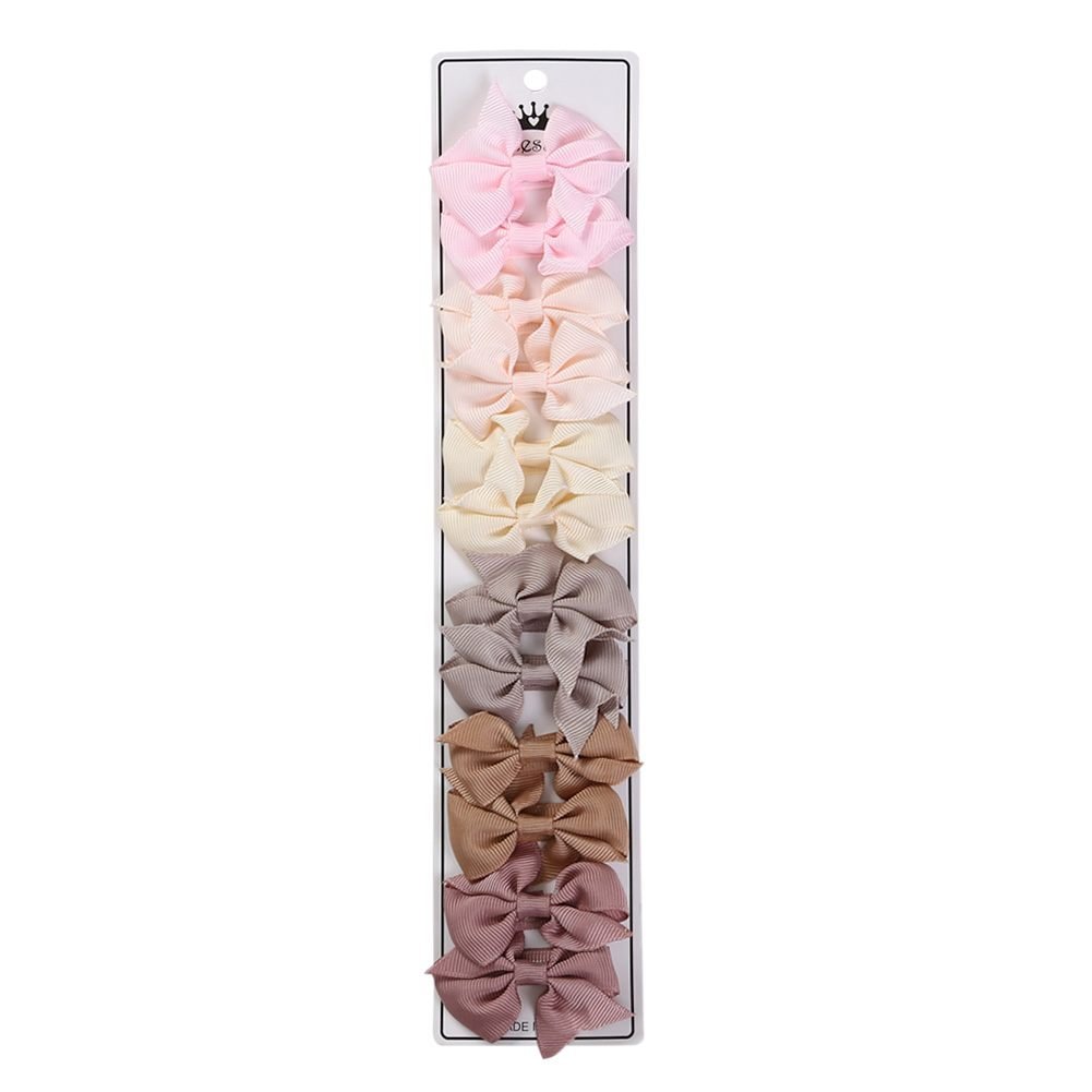 Enchanted Garden Grosgrain Pinwheel Bow Clip Set (12-Piece) Multicolor