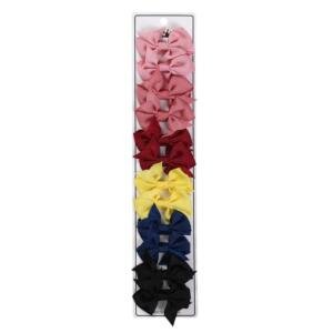 Enchanted Garden Grosgrain Pinwheel Bow Clip Set (12-Piece) Multicolor
