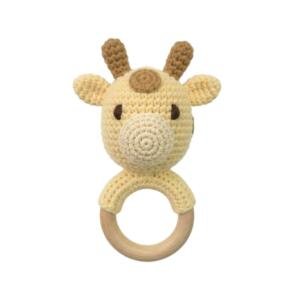 Crochet Deer Wooden Teething Ring Rattle