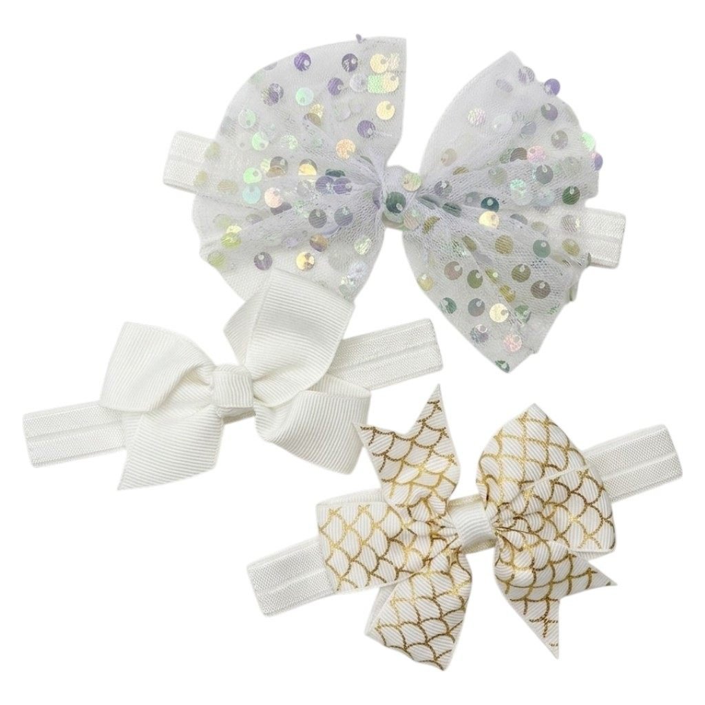 Baby Girls' Mermaid & Sequin Headband Set (3-Piece)