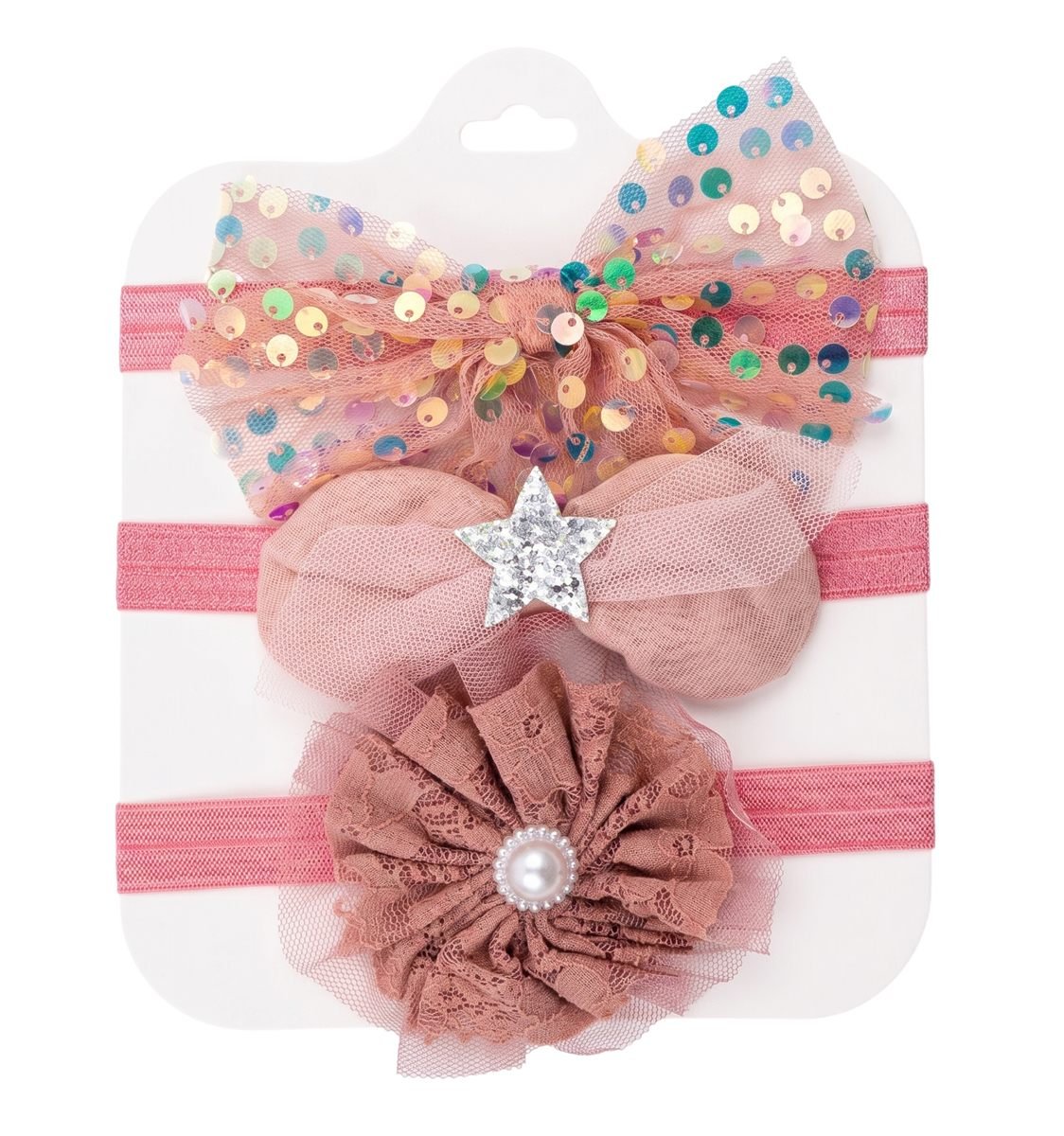 Baby Girls' Sparkle Sequin & Lace Headband Set (3-Piece) – photo 5