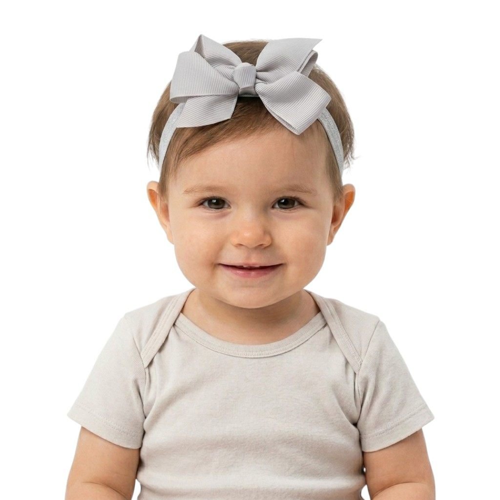 Baby Girls' Silver Gray Sequin & Glitter Bow Headband Set (3-Piece) – photo 4