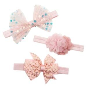 Baby Girls' Mermaid & Sequin Flower Headband Set (3-Piece)