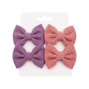 Girls' Textured Knit Hair Bow Clips Set (4-Piece)