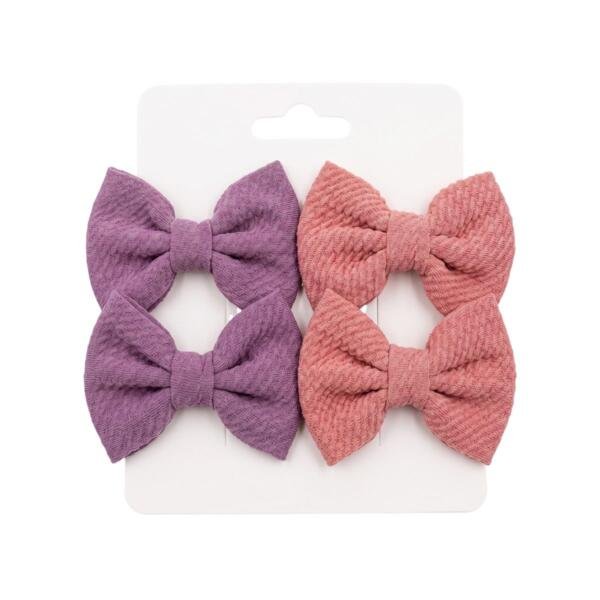 Girls' Textured Knit Hair Bow Clips Set (4-Piece)