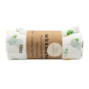 Cotton Muslin Swaddle Blanket (Forest Tree Print)