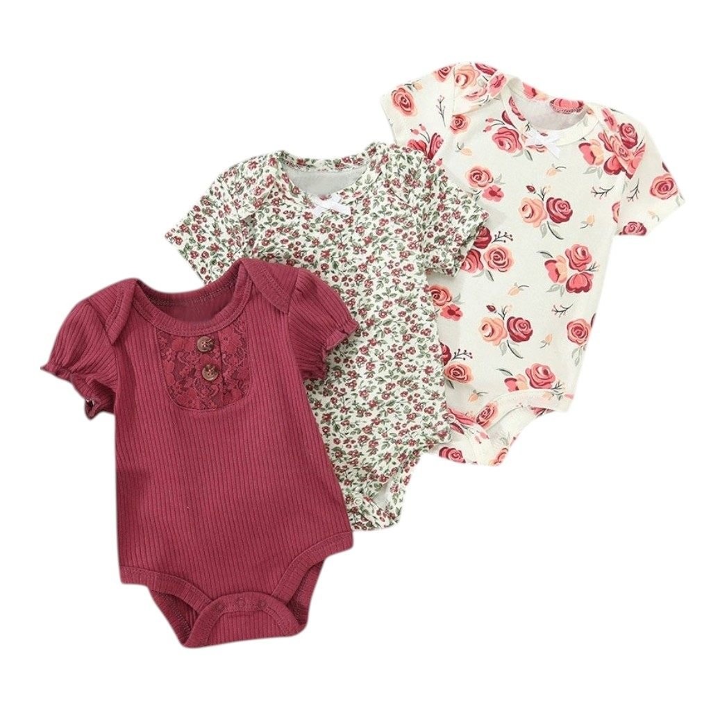 Summer Flower Baby Bodysuit Short Sleeve