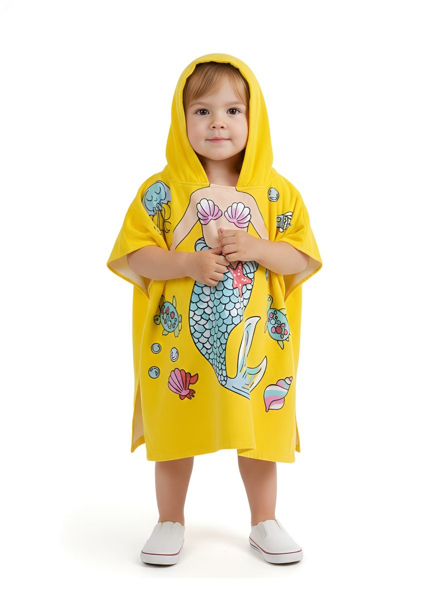 Mermaid Print Baby Bath Towel with Hood