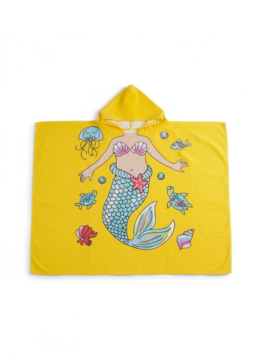 Mermaid Print Baby Bath Towel with Hood – photo 3