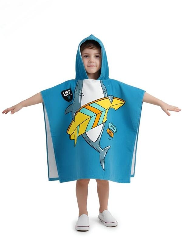 Shark Print Baby Bath Towel with Hood