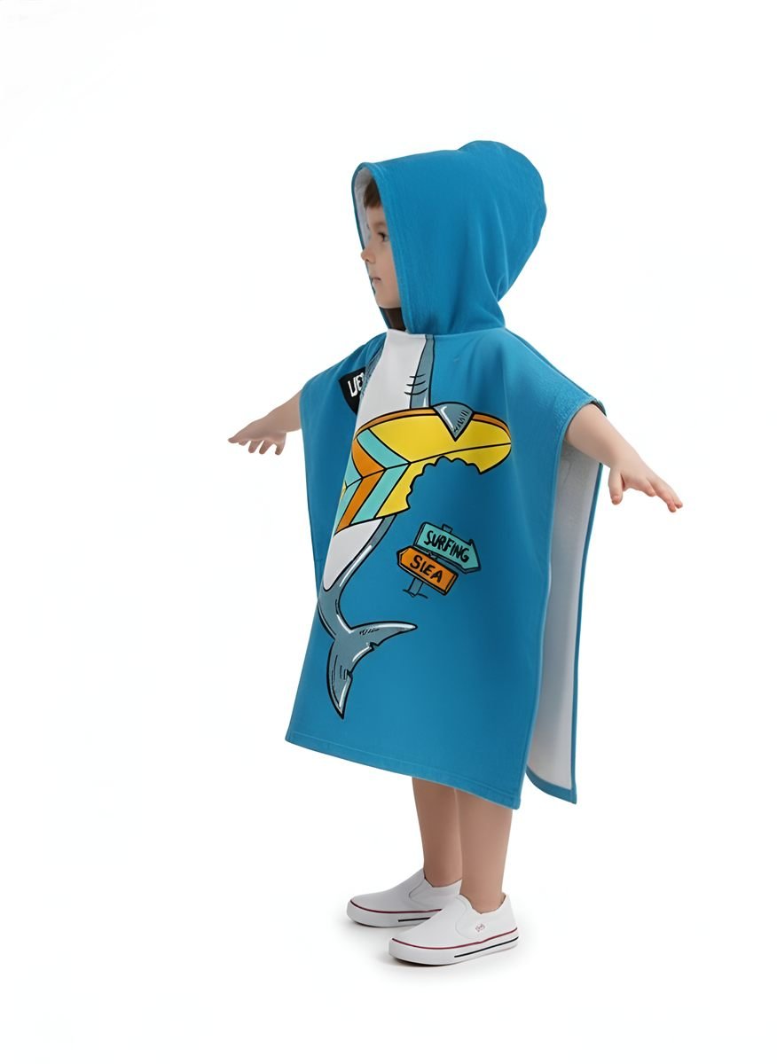 Shark Print Baby Bath Towel with Hood – photo 2