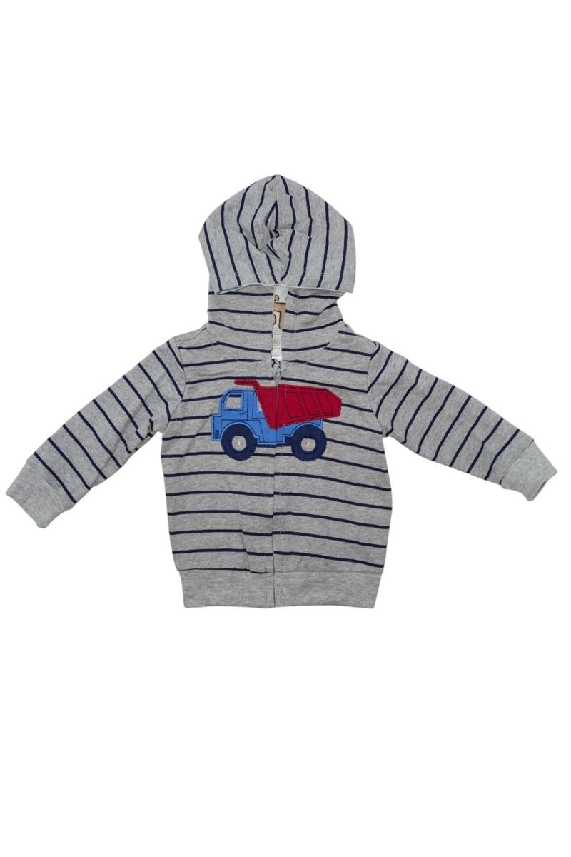 Vehicle Print Striped Hoodie- Grey – photo 4