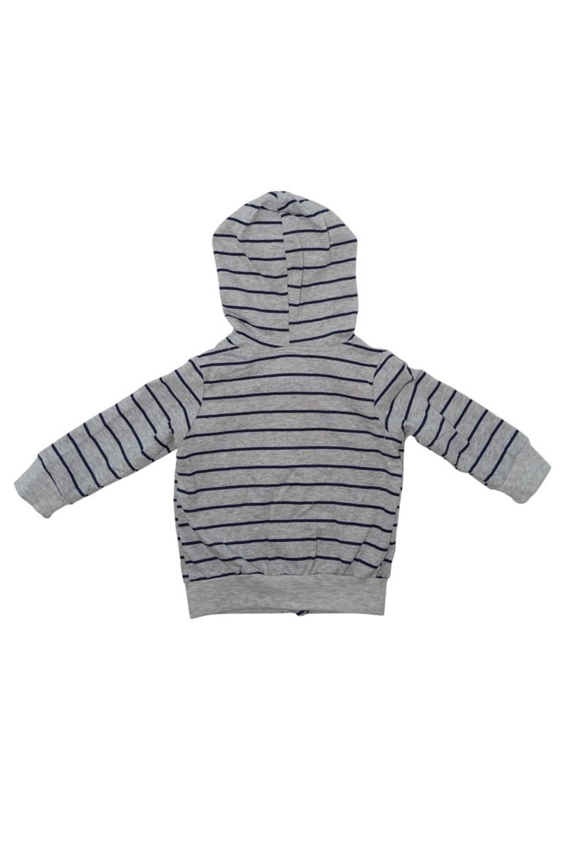 Vehicle Print Striped Hoodie- Grey – photo 5